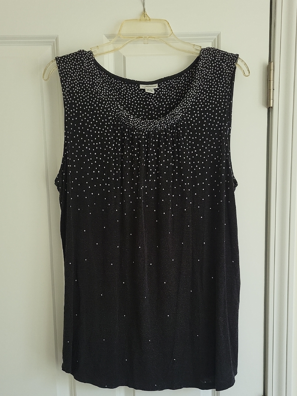 Croft &Barrow Black And White Polka Dot Blouse Tank Top